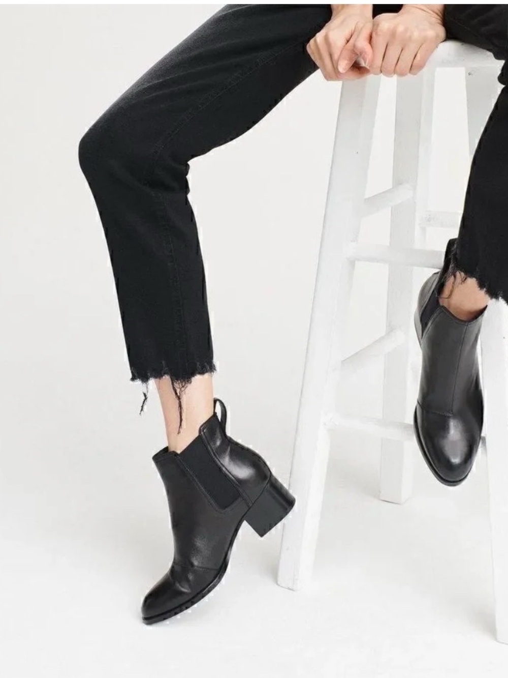 Rag & Bone Black Leather Walker Ankle Boots - Size 38.5